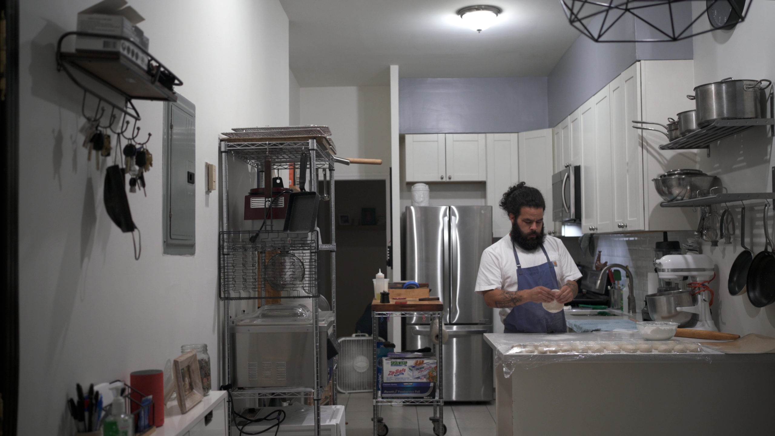 Bordertown Tortilleria's Jorge Aguilar working in his kitchen